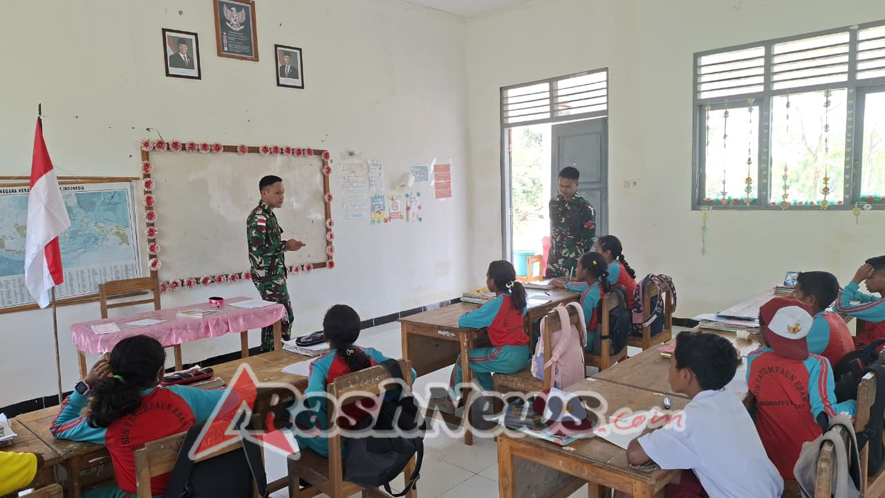 Dukungan Gadik Satgas Pamtas Yonarhanud 2 Kostrad di SDN Fatumfaun