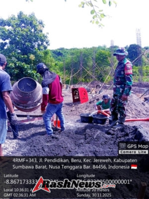 Dukung Penguatan Ekonomi Desa, Babinsa Koramil 1628-05/Jereweh Lakukan Pengawasan Pembangunan Koperasi