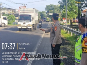 Kapolsek Kerambitan Waskat terhadap anggota yang laksanakan tugas Gatur Lalin
