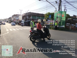 Polsek Selemadeg intensifkan Strong Point pagi, Ciptakan kelancaran lalulintas