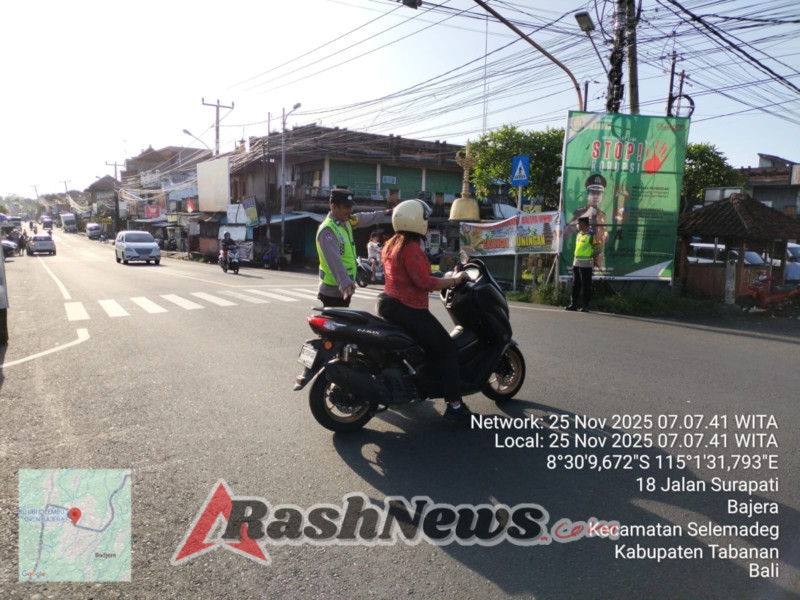 Polsek Selemadeg intensifkan Strong Point pagi, Ciptakan kelancaran lalulintas