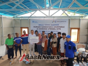 Polsek Dentim Dampingi Penyerahan Bantuan Hunian Sementara dari Human Initiative