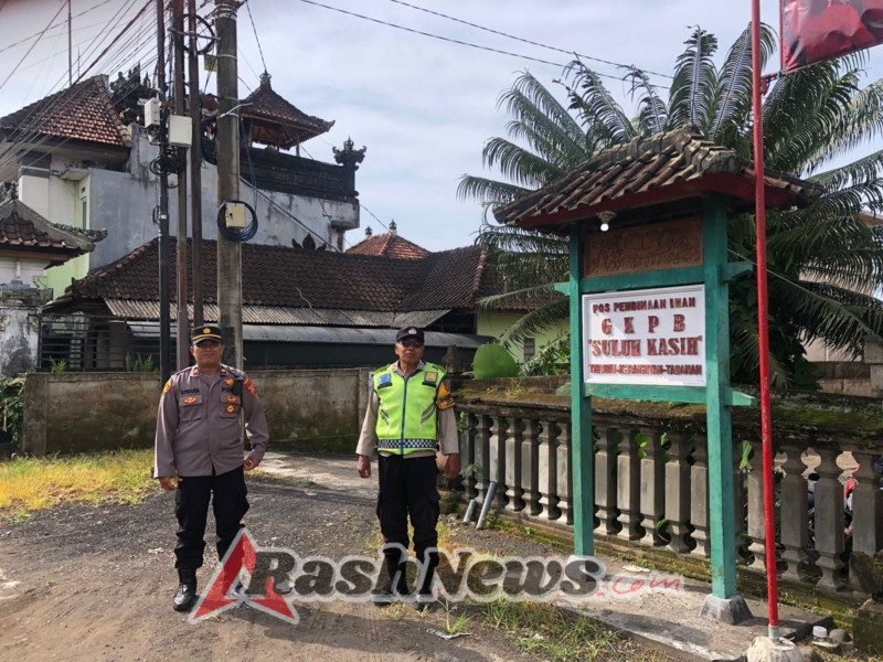 Polsek Kerambitan laksanakan Pengamanan Ibadah Missa Mingguan Rutin Jemaat Suluh Kasih