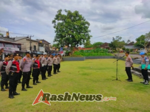 Amankan Perayaan Suci, Waka Polsek Ubud Pimpin Apel Siaga Manis Galungan