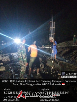 Babinsa Kawal Pembangunan KDKMP Hingga Malam, Dandim 1628/SB Beri Apresiasi