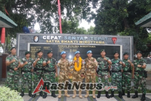 Yonif 900/SBW Gelar Upacara Penyambutan Prajurit Usai Purna Tugas Pasukan Perdamaian Dunia