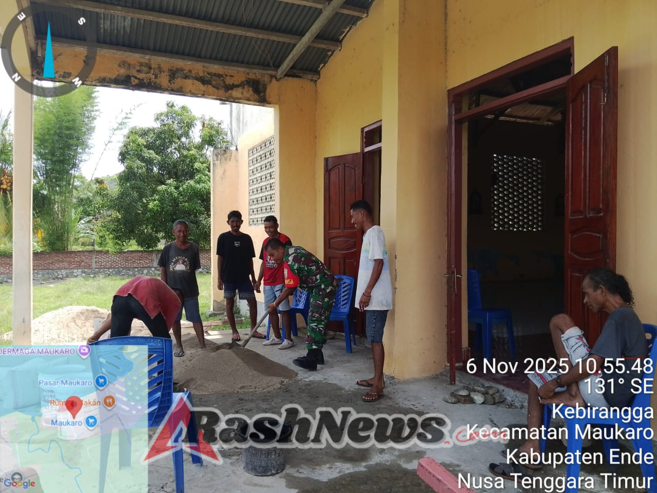 TNI dan Warga Desa Kebirangga Bersinergi dalam Karya Bhakti di Gereja Lokal