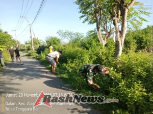 Sinergi Babinsa dan Masyarakat Desa Dalam, Akses Jalan Kini Lebih Rapi