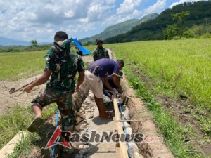 Program TMMD ke-126 Fokuskan Giat Fisik: Pengecoran Irigasi Puun Keo Hampir Rampung