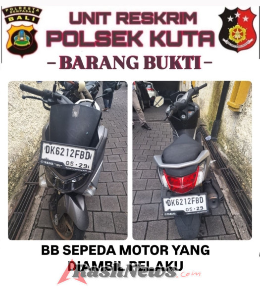 POLSEK KUTA UNGKAP KASUS PENCURIAN SEPEDA MOTOR DI PANTAI KELAN