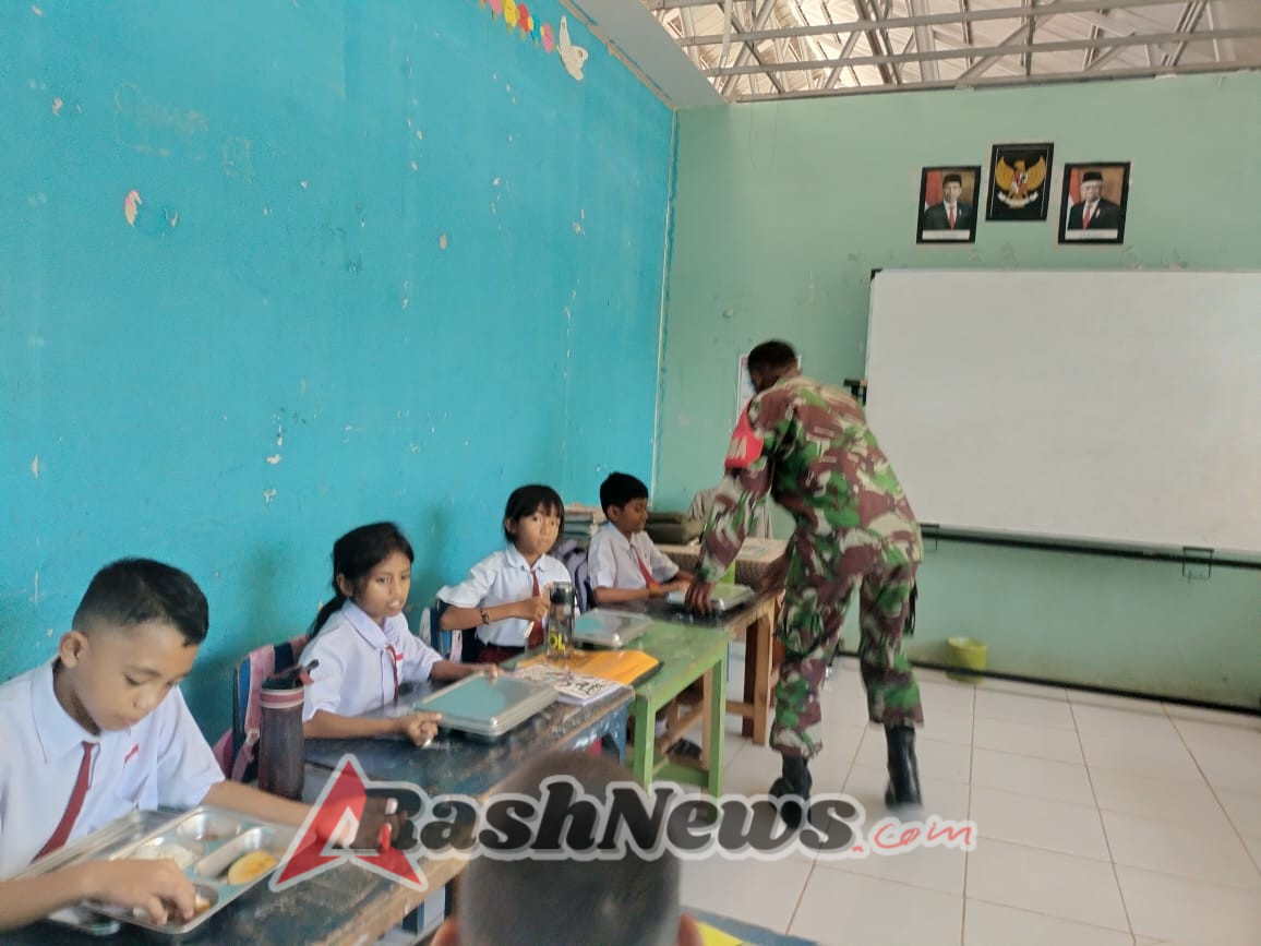 Bersama MBG RI dan Yayasan Maritim Flobamora Nusantara, Babinsa Pantai Baru Gerakkan Aksi Peduli Gizi Anak Sekolah
