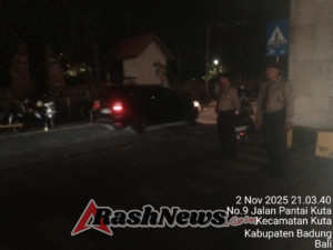 Patroli Personel Unit Pamwisata Satpamobvit Polresta Denpasar Wujudkan Kamtibmas di Kawasan Wisata Kuta