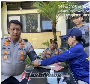 Sidokkes Polres Tabanan Gelar Pemeriksaan Kesehatan Lapangan Saat Apel Jam Pimpinan, Dukung Kesiapsiagaan Personel