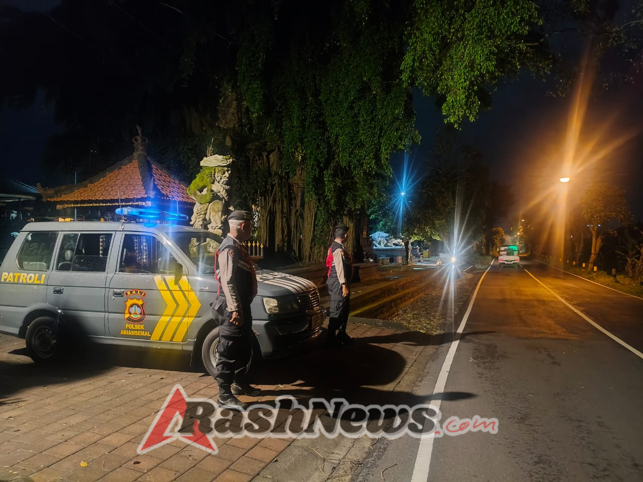 Wujudkan Situasi Kondusif, Polsek Abiansemal Laksanakan Patroli Harkamtibmas Di Jalur Rawan Malam Hari