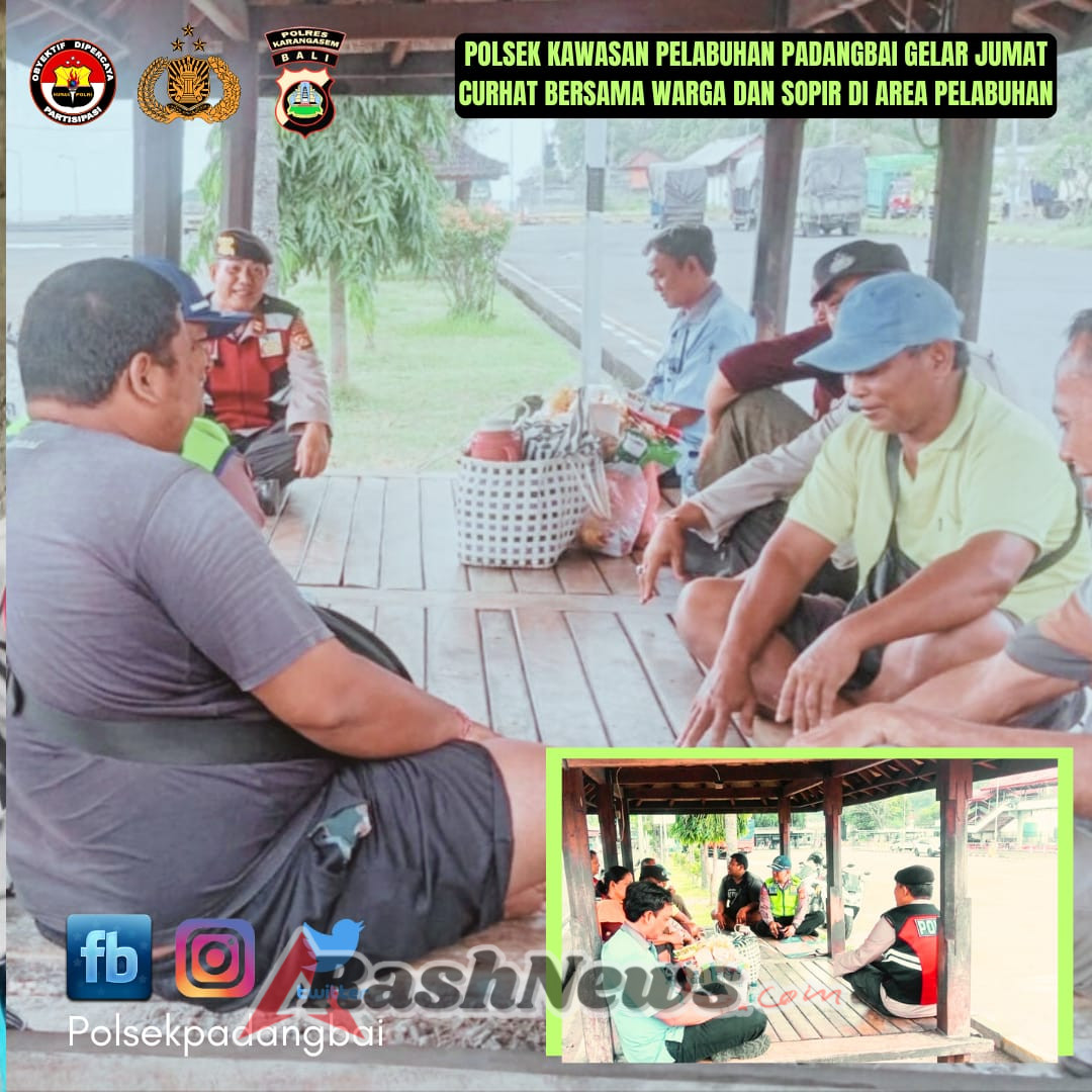 Polsek Kawasan Pelabuhan Padangbai gelar Jumat Curhat bersama warga dan sopir di area Pelabuhan