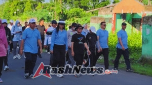 Semangat Hidup Sehat, Dandim Letkol Czi Janu Hendarto dan Ny. Annisa Janu Hendarto Turut Jalan Santai di Dompu