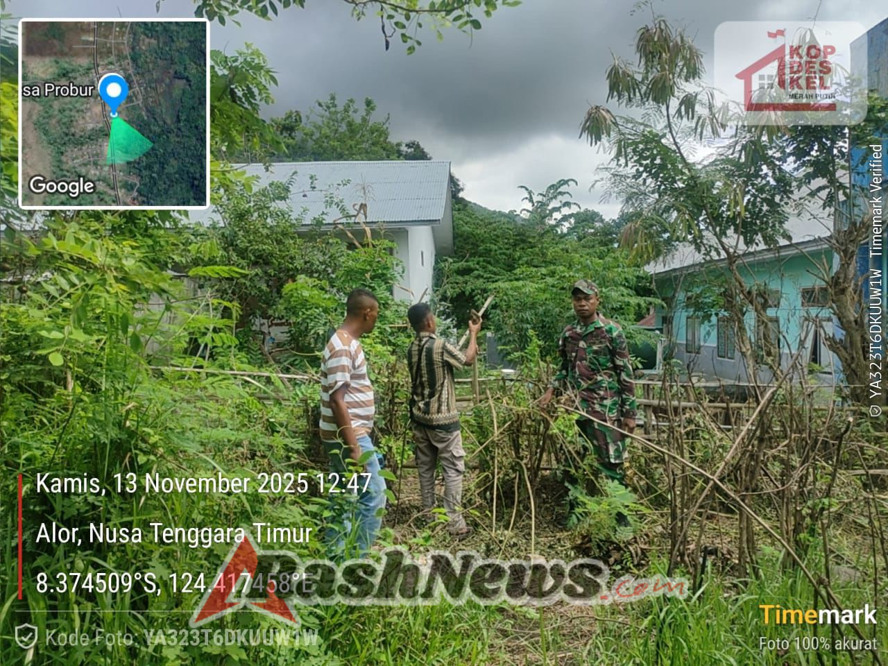 Babinsa Abad Dampingi Penentuan Lokasi Pembangunan Koperasi Merah Putih di Desa Probur
