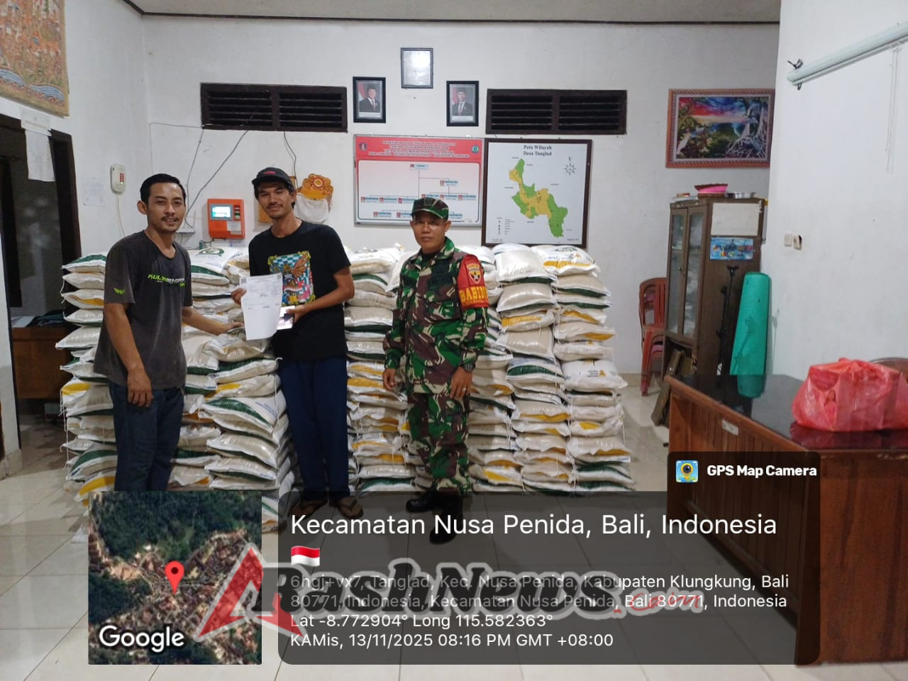 PBP Bergulir, Danramil Nusa Penida Tegaskan Droping Beras Hari Pertama Sejumlah 20.940 Kg Untuk 5 Desa