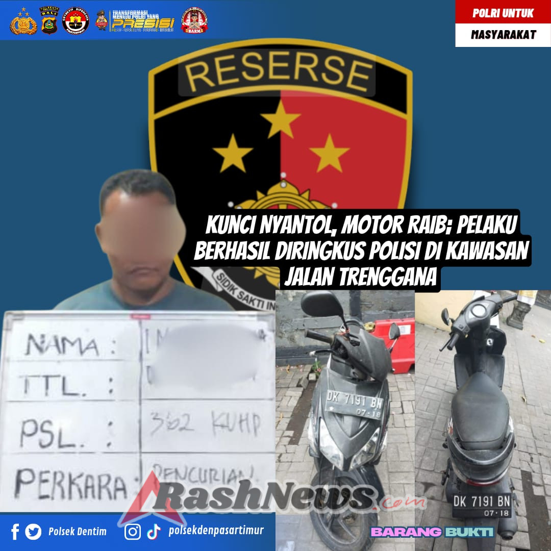 Kunci Nyantol, Motor Raib; Pelaku Berhasil Diringkus Polisi di Kawasan Jalan Trenggana