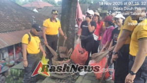 Sambut HUT Kota Singasana ke-532, Kapolsek Tabanan Pimpin Personil “Grebeg Sampah” di Pasar Dauh Pala