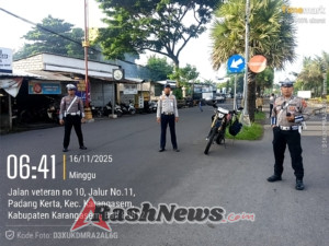 Sat Lantas Polres Karangasem Amankan Jalur Car Free Day di Jalan Veteran
