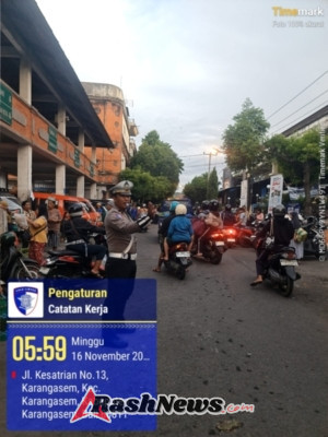 Menjelang Hari Raya Galungan Kasat Lantas Polres Karangasem Awasi Langsung Personel yang Melaksanakan Pengaturan di Pasar Amlapura
