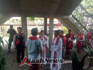 Antispasi Gangguannya Kamtibmas Dan terjaminnya Kenyamanan Peribadatan Umat Kristiani, Sat Samapta Laksanakan Pengamanan Pada Gereja Marga Rahayu Bangli