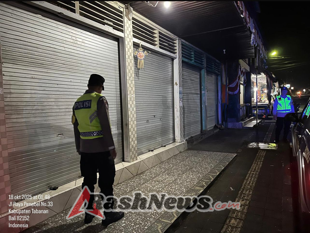 Cegah terjadinya Kriminalitas pada malam hari, Polsek Penebel laksanakan Patroli Blue Light