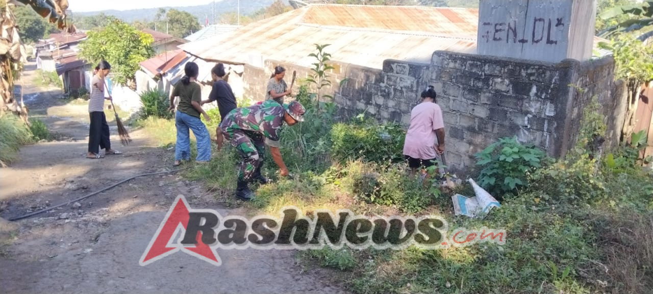Babinsa Koramil 02/Wolowaru Dorong Kesadaran Warga Jaga Kebersihan Lewat Karya Bakti