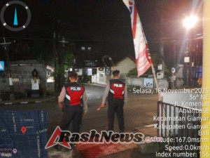 Patroli Terpadu Satsamapta Polres Gianyar Sisir Wilayah Beat 1, Pastikan Situasi Aman Kondusif