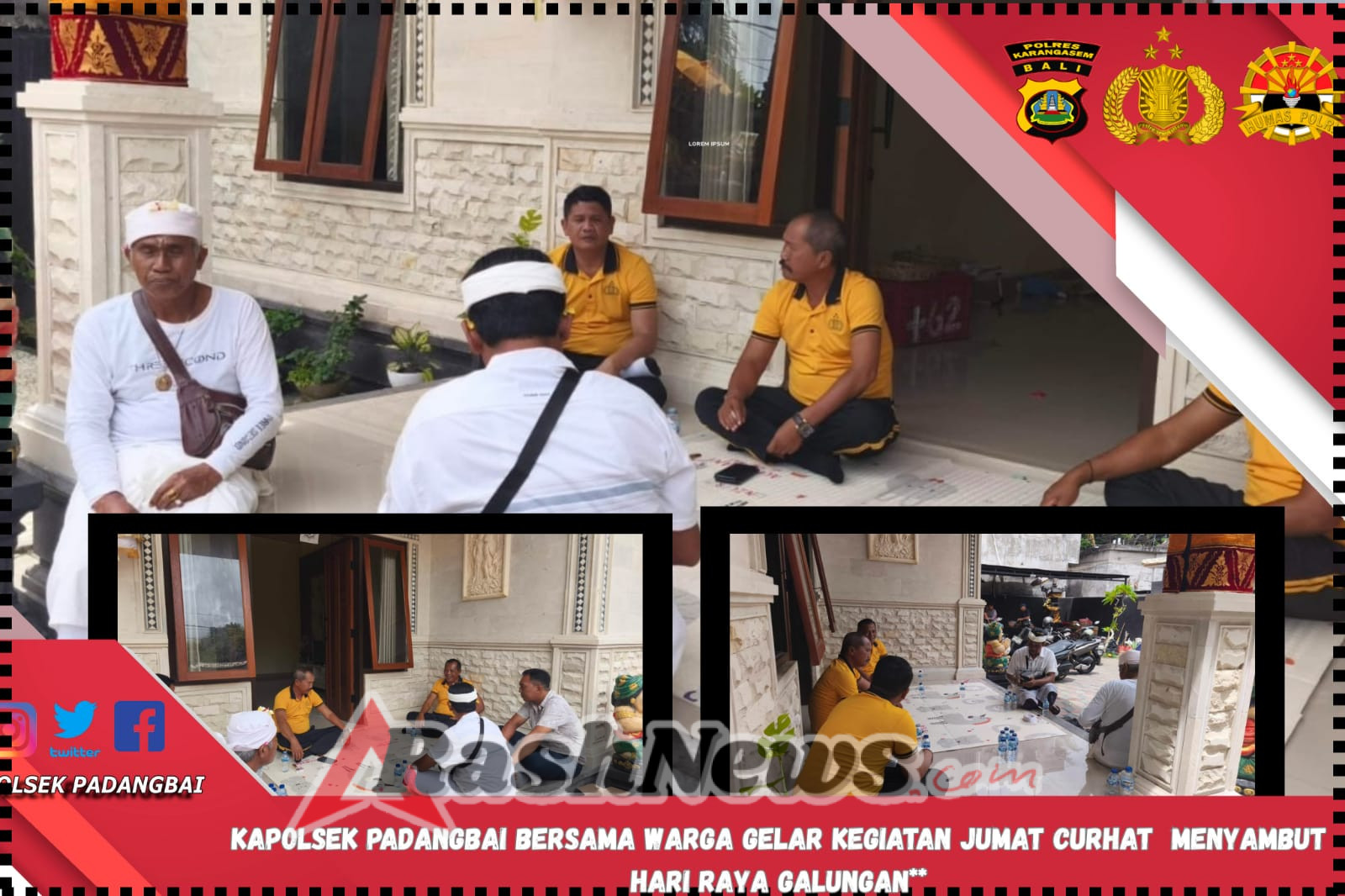 Kapolsek Padangbai Bersama Warga Gelar Kegiatan Jumat Curhat  menyambut Hari Raya Galungan