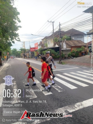 Polisi Sahabat Anak, Anggota Lantas Polres Karangasem Laksanakan Penyebrangan Pelajar SD Negeri 4 Subagan
