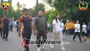 Meriah dan Penuh Kebersamaan, Dandim 1630 Ramaikan Jalan Sehat HUT Korpri ke-54 di Kantor Bupati