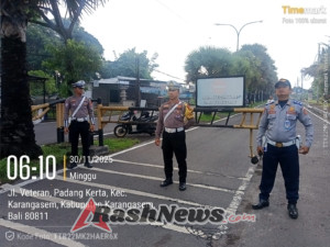 Sat Lantas Polres Karangasem Amankan Jalur Car Free Day di Jalan Veteran