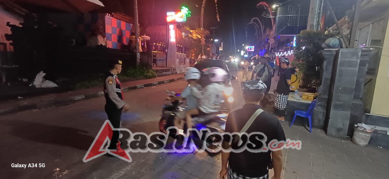 Unit Samapta Polsek  Kuta Utara  Blue Light Patrol Cegah Kejahatan Di Tempat Hiburan.