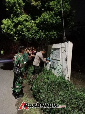 Aksi Vandalisme Kembali Muncul di Jl. Drupadi, Bhabinkamtibmas Bersama Babinsa dan Linmas Lakukan Pembersihan