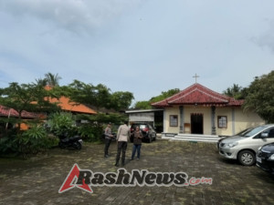 Polsek Selemadeg barat laksanakan pengamanan Ibadah Misa Minggu Umat Kristen di Gereja Sabdajati Desa Selabih