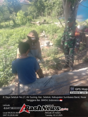 Koramil Seteluk Tegaskan Komitmen Pengawalan, Babinsa Awasi Tahap Pondasi KDKMP Air Suning