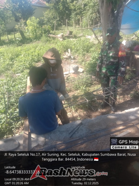 Koramil Seteluk Tegaskan Komitmen Pengawalan, Babinsa Awasi Tahap Pondasi KDKMP Air Suning