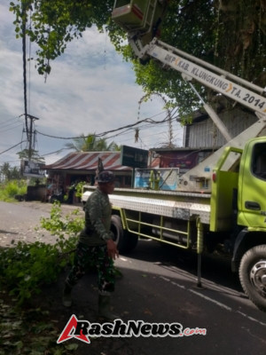 Pangkas Pohon Di Area Dusun Penarukan, Langkah Preventif Babinsa Bungbungan Terhadap Potensi Bencana