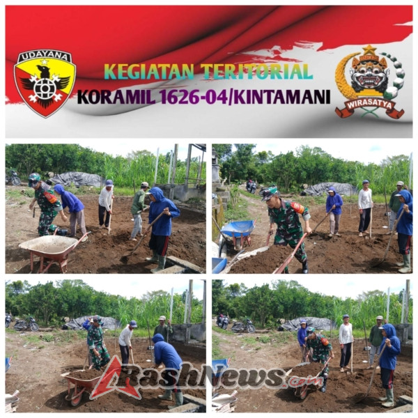 Babinsa Desa Abuan Hadir di Tengah Masyarakat, Gotong Royong Pengisian Pondasi Rumah Warga