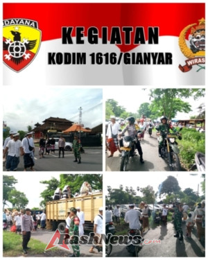 Babinsa Desa Saba Bersama Bhabinkamtibmas Kawal Upacara Melasti ke Pantai Suke Luwih Pering