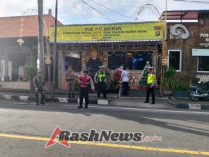 Konsisten Dan Solid Aparat Gabungan Di Kecamatan Dawan Gelar Pengamanan Di Posko Terpadu Nataru Goa Lawah