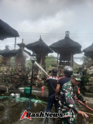 Babinsa Koramil 02 Ubud Hadir di Tengah Warga, Kebakaran Pelinggih Desa Sayan Terkendali