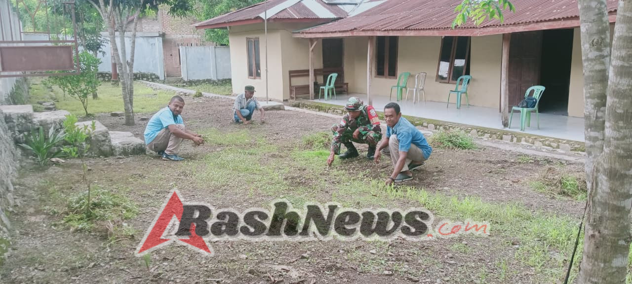 Babinsa dan Pemerintah Desa Bersatu Laksanakan Karya Bakti