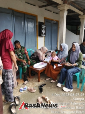 Sinergi TNI dan Kader Kesehatan, Babinsa Kelurahan Sampir Dukung Pemeriksaan Balita