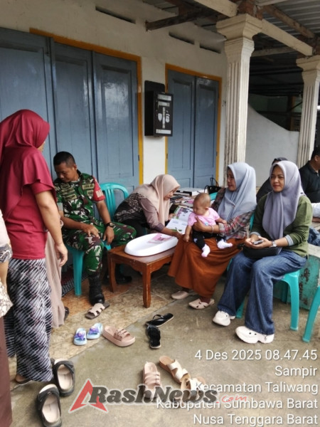 Sinergi TNI dan Kader Kesehatan, Babinsa Kelurahan Sampir Dukung Pemeriksaan Balita