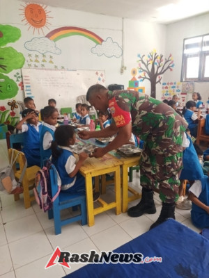 Koramil 1627-01/Ba’a Pastikan Program MBG Berjalan Lancar di 17 Titik Sekolah dan Posyandu