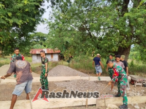 Semangat Kemanunggalan: Koramil 02/Talibura Turun Tangan Bangun Akses Jalan di Desa Kringa