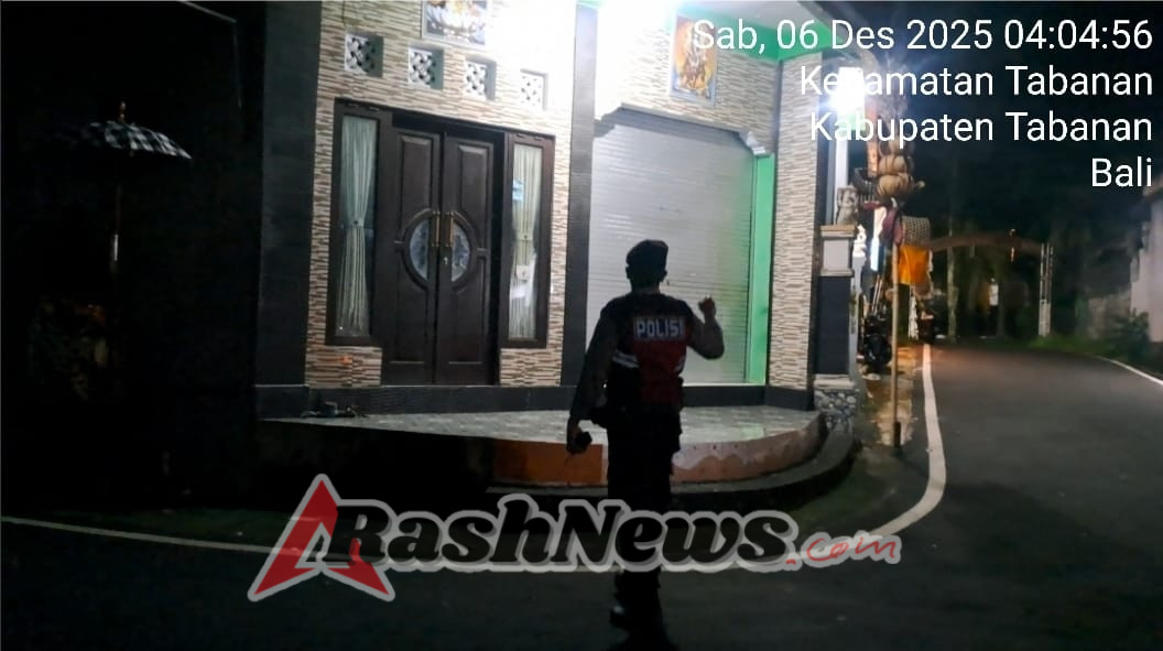 Patroli Subuh Presisi Sat Samapta Polres Tabanan Pastikan Wilayah Sanggulan hingga Tukad Ayung Tetap Kondusif